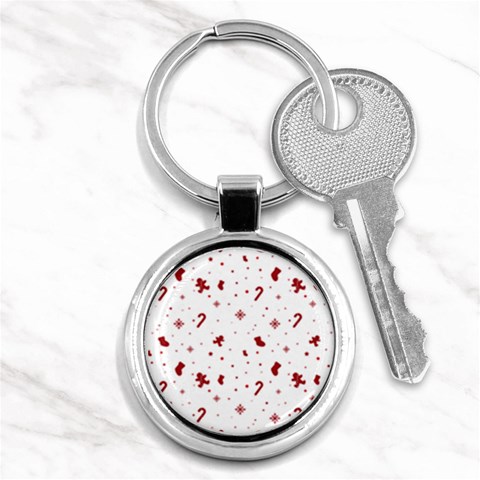 Christmas Xmas Holiday Pattern Background Key Chain (Round) from ArtsNow.com Front