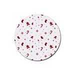 Christmas Xmas Holiday Pattern Background Rubber Coaster (Round)