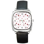 Christmas Xmas Holiday Pattern Background Square Metal Watch