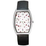 Christmas Xmas Holiday Pattern Background Barrel Style Metal Watch