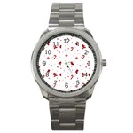 Christmas Xmas Holiday Pattern Background Sport Metal Watch