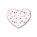 Christmas Xmas Holiday Pattern Background Rubber Coaster (Heart)