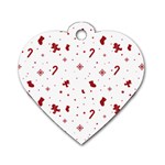 Christmas Xmas Holiday Pattern Background Dog Tag Heart (One Side)