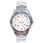 Christmas Xmas Holiday Pattern Background Stainless Steel Analogue Watch