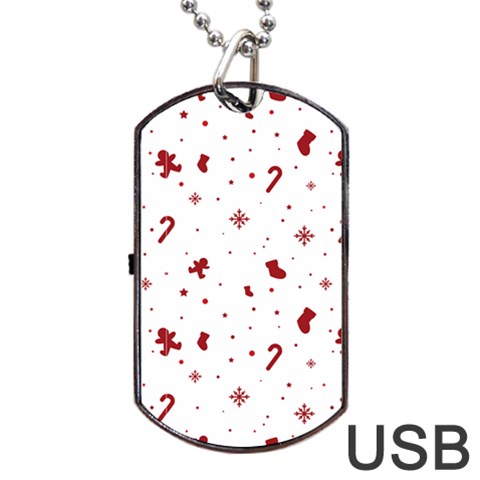 Christmas Xmas Holiday Pattern Background Dog Tag USB Flash (One Side) from ArtsNow.com Front