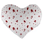 Christmas Xmas Holiday Pattern Background Large 19  Premium Heart Shape Cushions