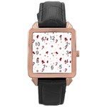 Christmas Xmas Holiday Pattern Background Rose Gold Leather Watch 