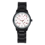 Christmas Xmas Holiday Pattern Background Stainless Steel Round Watch