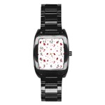 Christmas Xmas Holiday Pattern Background Stainless Steel Barrel Watch