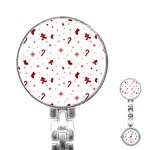 Christmas Xmas Holiday Pattern Background Stainless Steel Nurses Watch