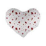 Christmas Xmas Holiday Pattern Background Standard 16  Premium Flano Heart Shape Cushions