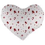 Christmas Xmas Holiday Pattern Background Large 19  Premium Flano Heart Shape Cushions