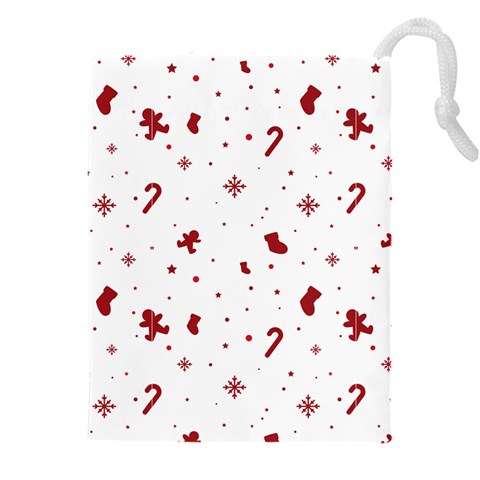 Christmas Xmas Holiday Pattern Background Drawstring Pouch (4XL) from ArtsNow.com Front