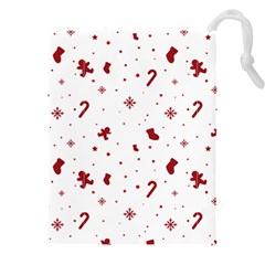 Christmas Xmas Holiday Pattern Background Drawstring Pouch (4XL) from ArtsNow.com Front