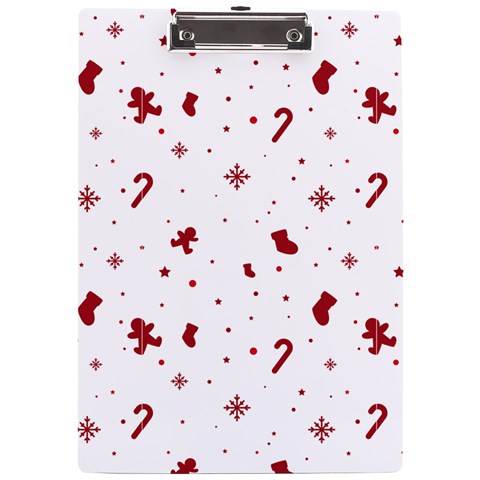 Christmas Xmas Holiday Pattern Background A4 Acrylic Clipboard from ArtsNow.com Front