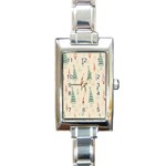 Trees Christmas Holiday Pattern Rectangle Italian Charm Watch