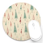 Trees Christmas Holiday Pattern Round Mousepad