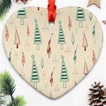 Trees Christmas Holiday Pattern Ornament (Heart)