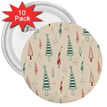 Trees Christmas Holiday Pattern 3  Buttons (10 pack) 