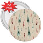 Trees Christmas Holiday Pattern 3  Buttons (100 pack) 