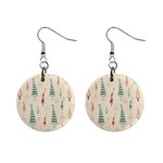 Trees Christmas Holiday Pattern Mini Button Earrings