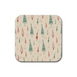 Trees Christmas Holiday Pattern Rubber Coaster (Square)