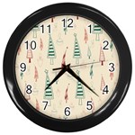 Trees Christmas Holiday Pattern Wall Clock (Black)