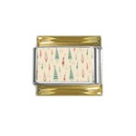 Trees Christmas Holiday Pattern Gold Trim Italian Charm (9mm)