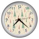 Trees Christmas Holiday Pattern Wall Clock (Silver)