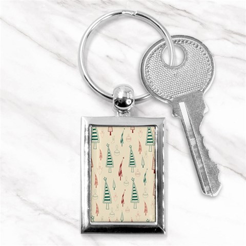 Trees Christmas Holiday Pattern Key Chain (Rectangle) from ArtsNow.com Front