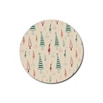 Trees Christmas Holiday Pattern Rubber Round Coaster (4 pack)