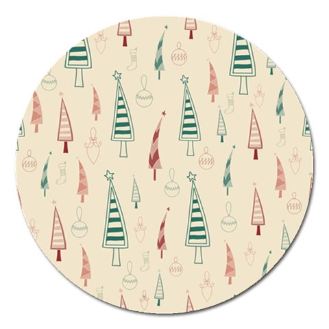 Trees Christmas Holiday Pattern Magnet 5  (Round) from ArtsNow.com Front