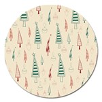 Trees Christmas Holiday Pattern Magnet 5  (Round)