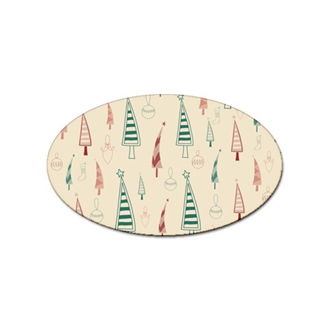 Trees Christmas Holiday Pattern Sticker Oval (100 pack) from ArtsNow.com Front