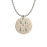 Trees Christmas Holiday Pattern 1  Button Necklace