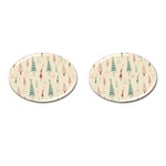 Trees Christmas Holiday Pattern Cufflinks (Oval)