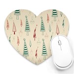 Trees Christmas Holiday Pattern Heart Mousepad