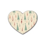 Trees Christmas Holiday Pattern Rubber Coaster (Heart)