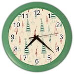 Trees Christmas Holiday Pattern Color Wall Clock