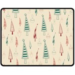 Trees Christmas Holiday Pattern Fleece Blanket (Medium)