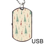 Trees Christmas Holiday Pattern Dog Tag USB Flash (One Side)