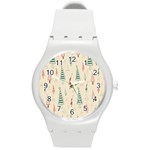 Trees Christmas Holiday Pattern Round Plastic Sport Watch (M)