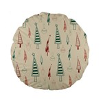 Trees Christmas Holiday Pattern Standard 15  Premium Round Cushions