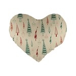 Trees Christmas Holiday Pattern Standard 16  Premium Heart Shape Cushions