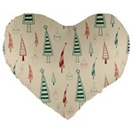 Trees Christmas Holiday Pattern Large 19  Premium Heart Shape Cushions