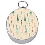 Trees Christmas Holiday Pattern Silver Compasses