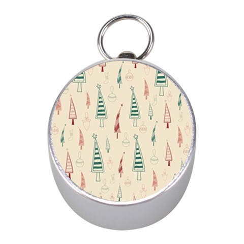 Trees Christmas Holiday Pattern Mini Silver Compasses from ArtsNow.com Front