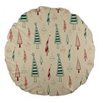 Trees Christmas Holiday Pattern Large 18  Premium Flano Round Cushions