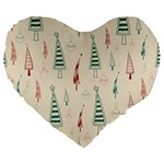 Trees Christmas Holiday Pattern Large 19  Premium Flano Heart Shape Cushions