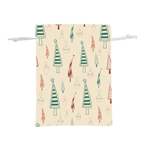 Trees Christmas Holiday Pattern Lightweight Drawstring Pouch (M) from ArtsNow.com Front